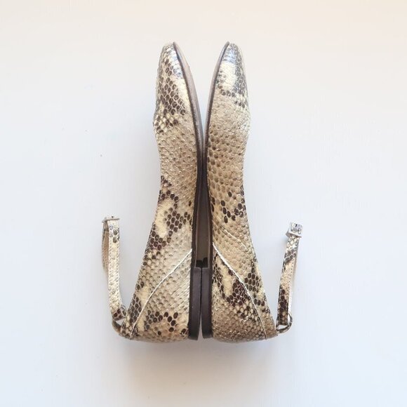 Italian Designer Paolo Castignani Snakeskin Ankle Strap Flats / Ballerinas 7 - Picture 12 of 16